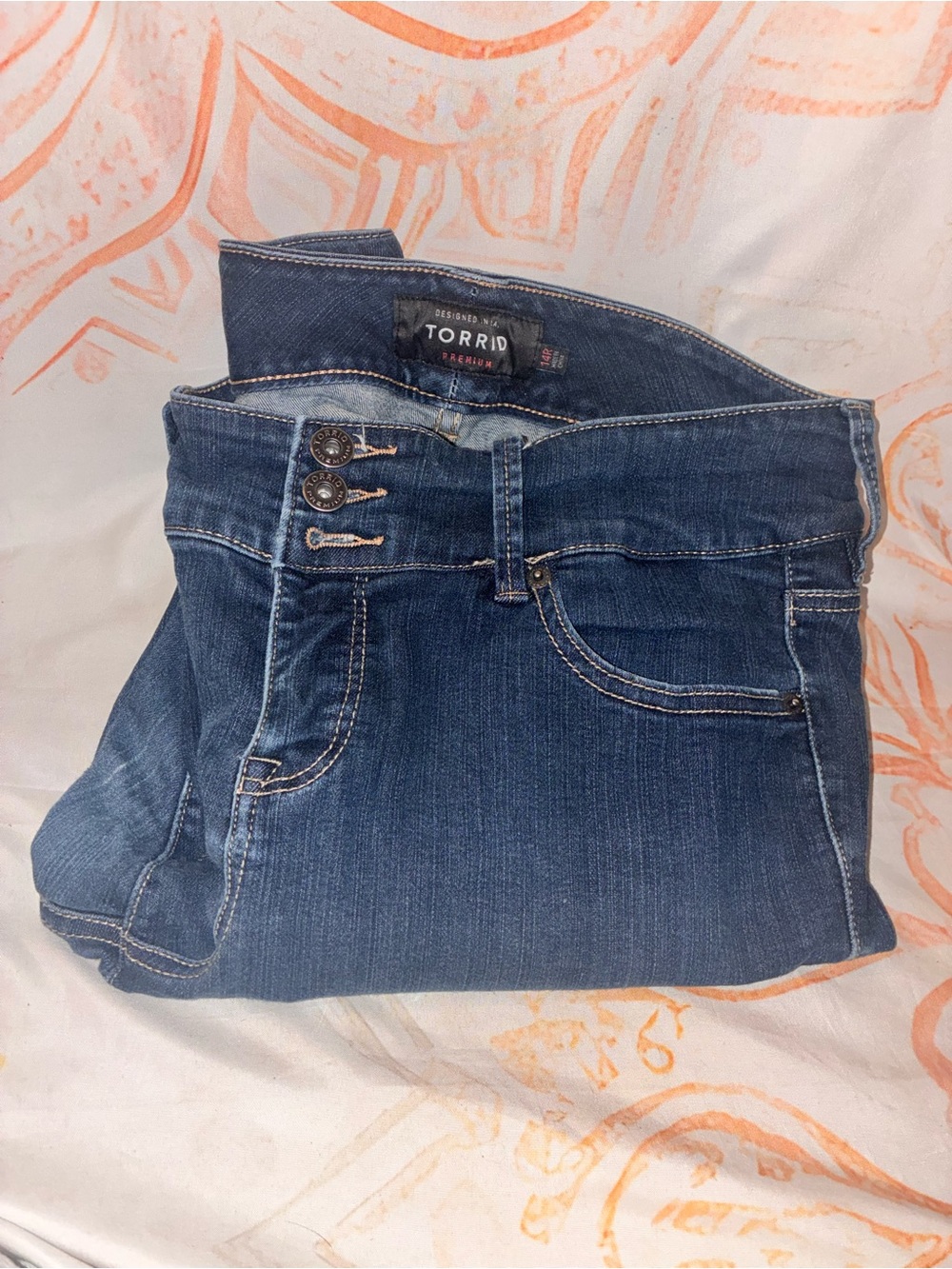 Torrid Dark Blue High-Rise Triple-Button Jeans